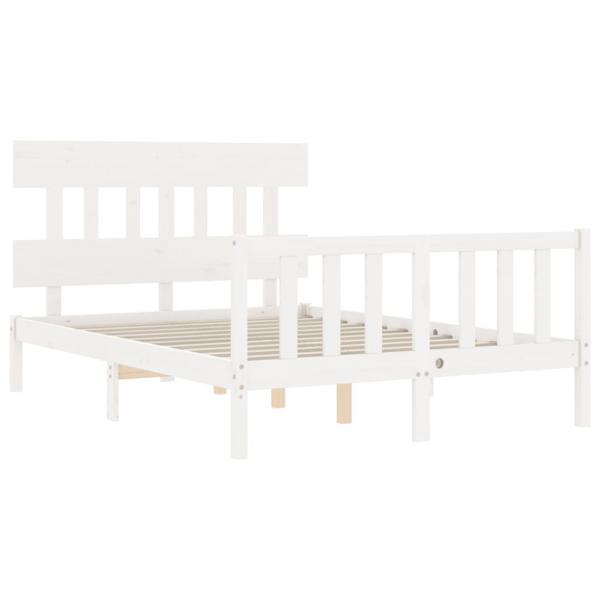 Massivholzbett mit Kopfteil Weiß