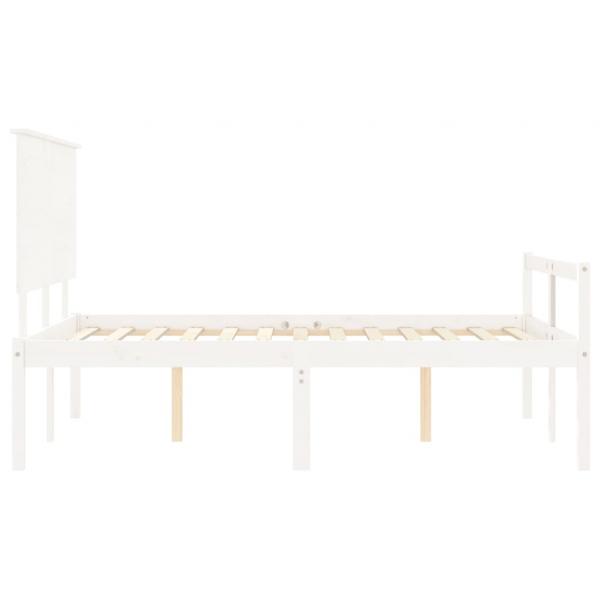Seniorenbett mit Kopfteil Weiß Massivholz