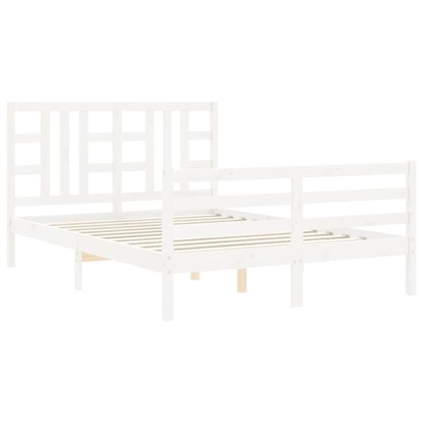 Massivholzbett mit Kopfteil Weiß 140x190 cm
