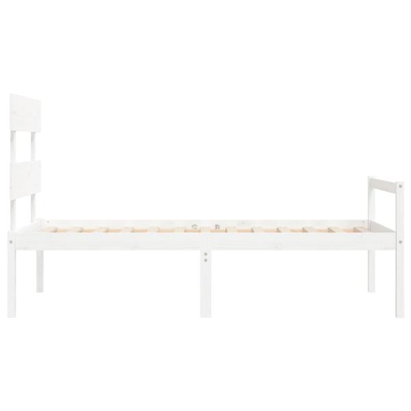 Seniorenbett mit Kopfteil Weiß Massivholz