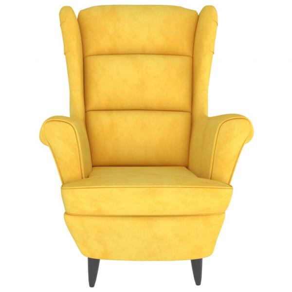 Ohrensessel mit Hocker Senfgelb Samt