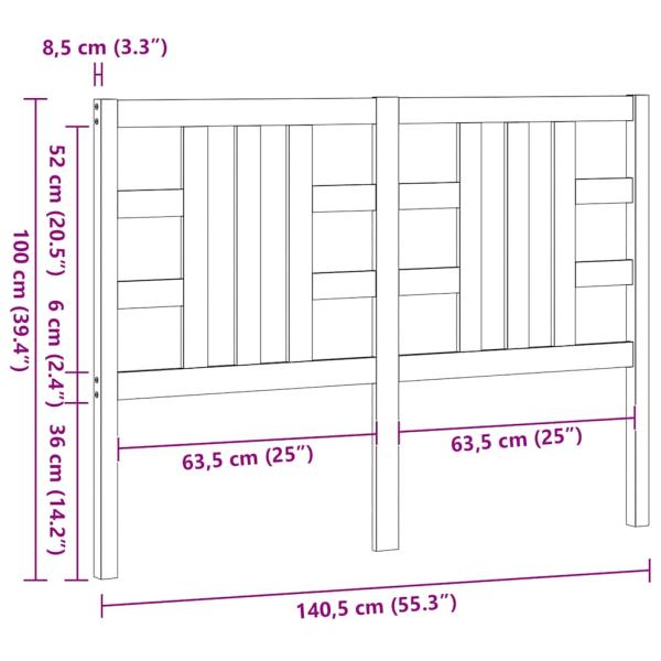 Kopfteil 141x4x100 cm Massivholz Kiefer