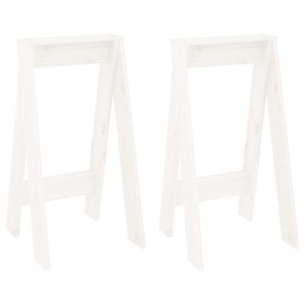 Hocker 2 Stk. Weiß 40x40x75 cm Massivholz Kiefer