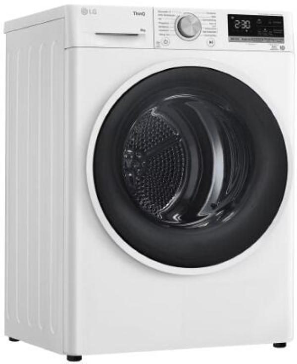 LG RT80V9 A+++ 8 kg Wärmepumpentrockner, 60 cm breit, LED-Display, Auto-Funktion, WIFI, selbstreinigender Kondensator, DUAL Inverter-Wärmepumpe®, Allergy Care, weiß