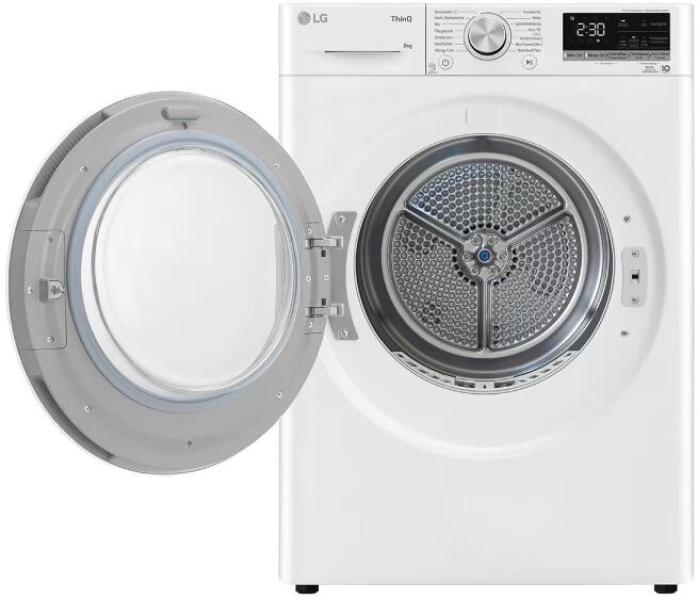 LG RT80V9 A+++ 8 kg Wärmepumpentrockner, 60 cm breit, LED-Display, Auto-Funktion, WIFI, selbstreinigender Kondensator, DUAL Inverter-Wärmepumpe®, Allergy Care, weiß