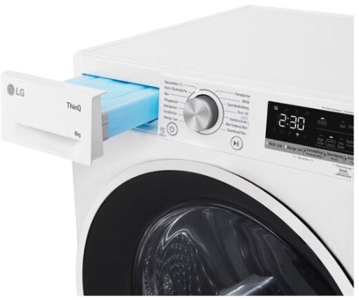 LG RT80V9 A+++ 8 kg Wärmepumpentrockner, 60 cm breit, LED-Display, Auto-Funktion, WIFI, selbstreinigender Kondensator, DUAL Inverter-Wärmepumpe®, Allergy Care, weiß