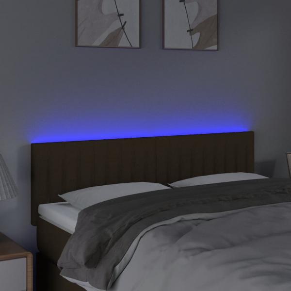 LED Kopfteil Dunkelbraun 144x5x78/88 cm Stoff