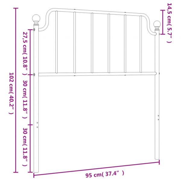 Kopfteil Metall Schwarz 90 cm