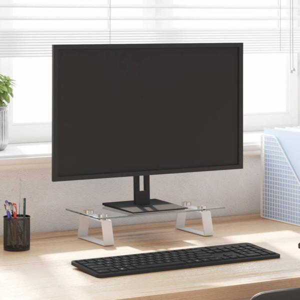 ARDEBO.de - Monitorständer Weiß 40x20x8 cm Hartglas und Metall