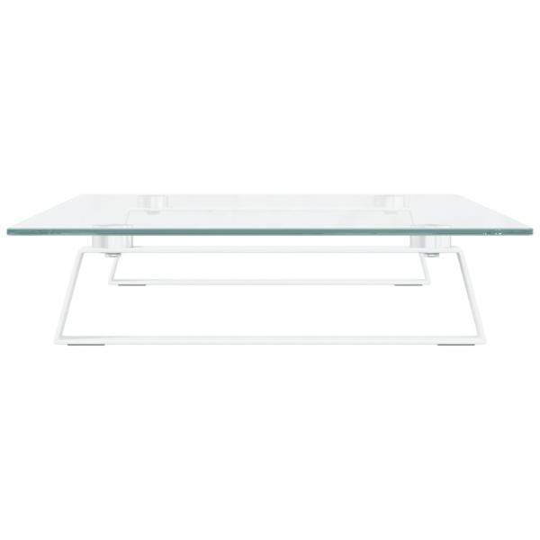 Monitorständer Weiß 60x35x8 cm Hartglas und Metall