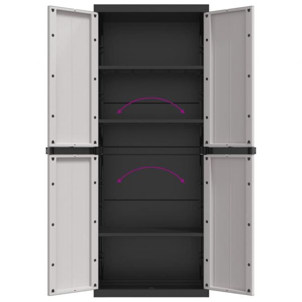 Gartenschrank Grau und Schwarz 65x37x165 cm PP
