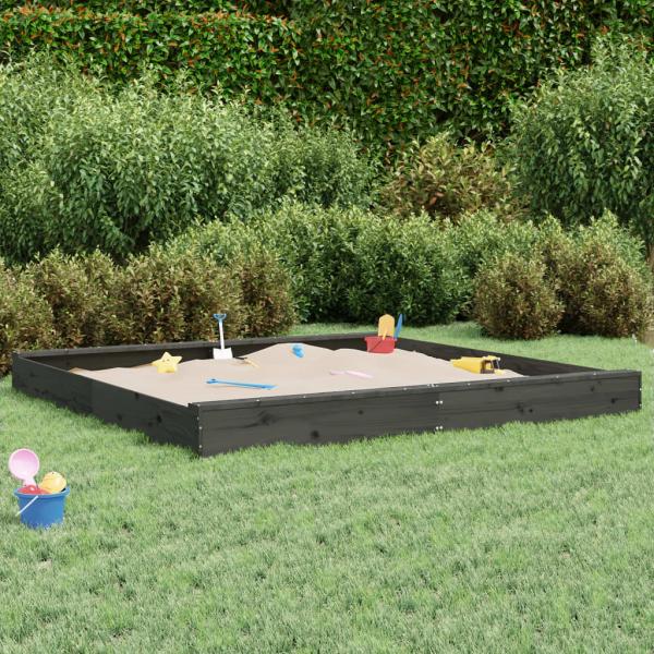 ARDEBO.de - Sandkasten mit Sitzen Grau Quadratisch Massivholz Kiefer