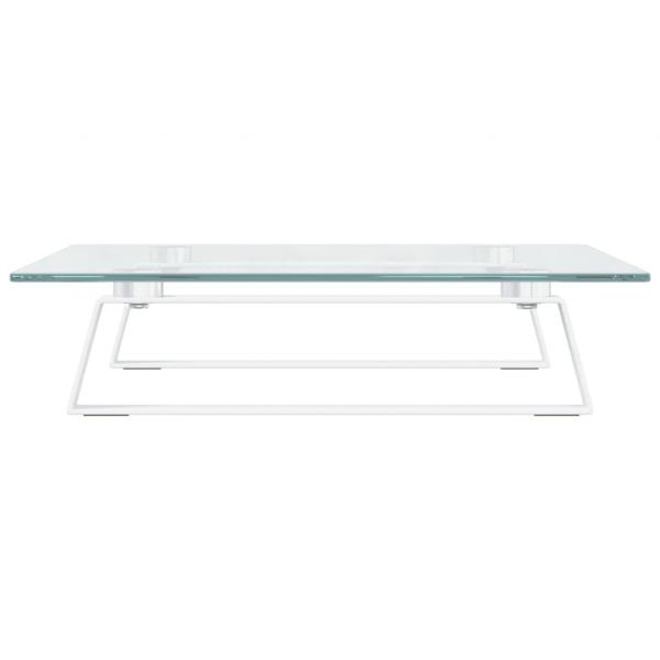 Monitorständer Weiß 40x35x8 cm Hartglas und Metall