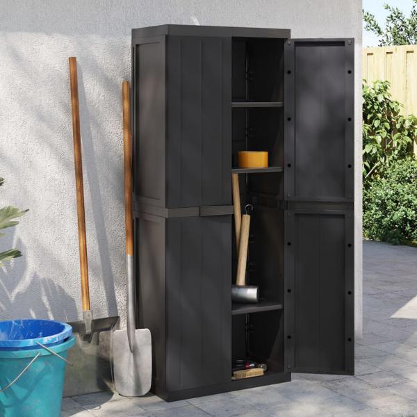 ARDEBO.de - Gartenschrank Schwarz 65x37x165 cm PP