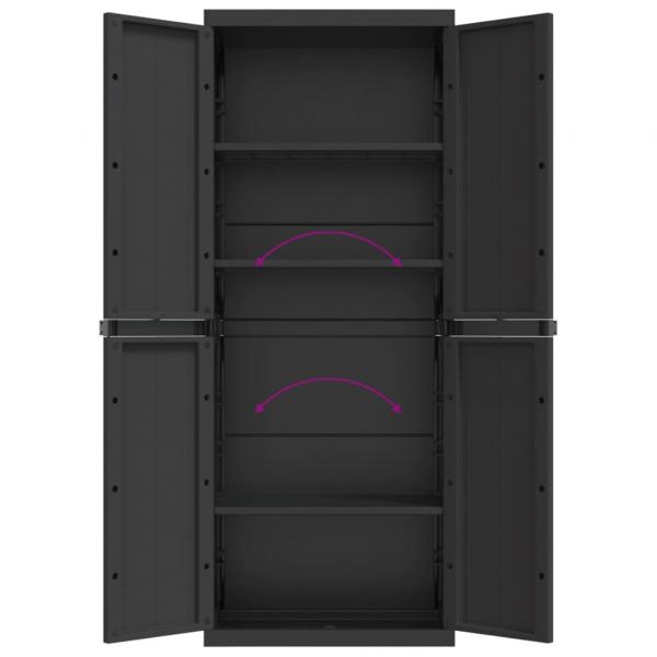 Gartenschrank Schwarz 65x37x165 cm PP