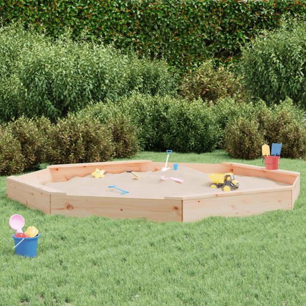 ARDEBO.de - Sandkasten mit Sitzen Achteck Massivholz Kiefer