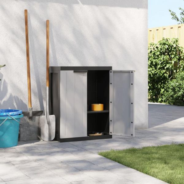 ARDEBO.de - Gartenschrank Grau und Schwarz 65x37x85 cm PP