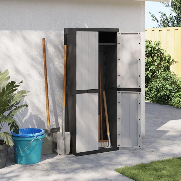 ARDEBO.de - Gartenschrank Grau und Schwarz 65x37x165 cm PP