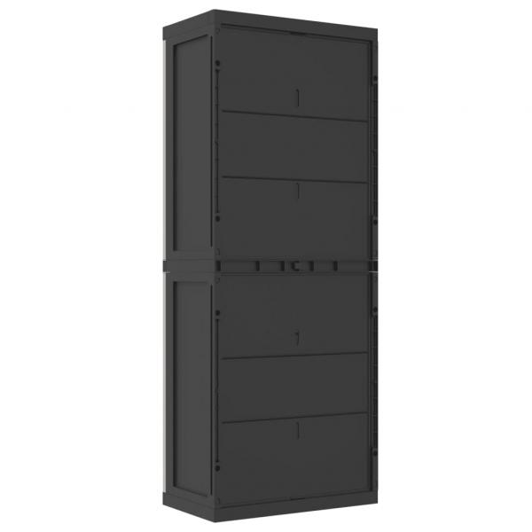 Gartenschrank Grau und Schwarz 65x37x165 cm PP