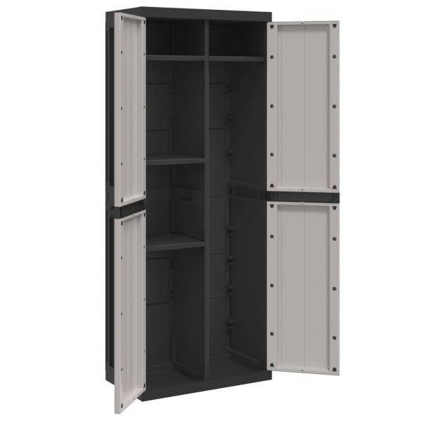 Gartenschrank Grau und Schwarz 65x37x165 cm PP