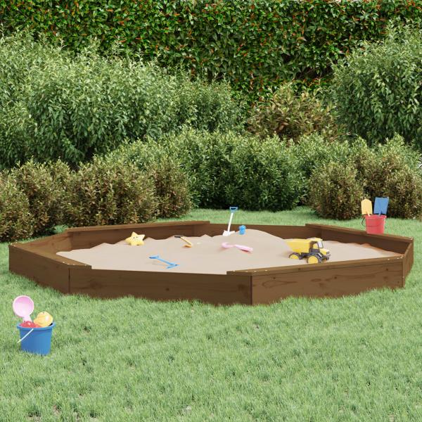 ARDEBO.de - Sandkasten mit Sitzen Honigbraun Achteck Massivholz Kiefer