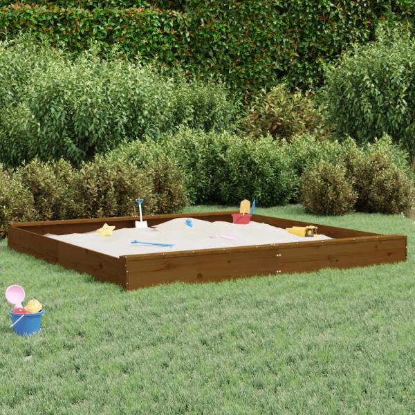 ARDEBO.de - Sandkasten mit Sitzen Honigbraun Quadratisch Massivholz Kiefer