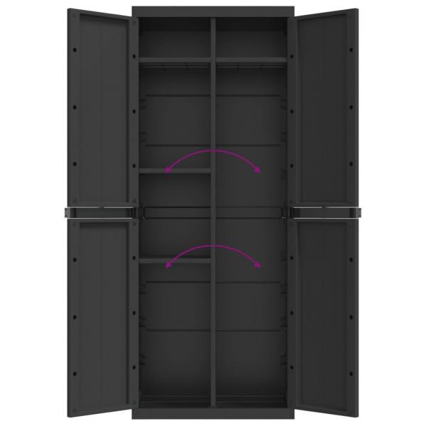 Gartenschrank Schwarz 65x37x165 cm PP