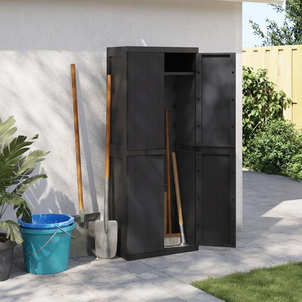 Gartenschrank Schwarz 65x37x165 cm PP