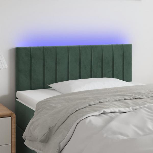 ARDEBO.de - LED Kopfteil Dunkelgrün 100x5x78/88 cm Samt