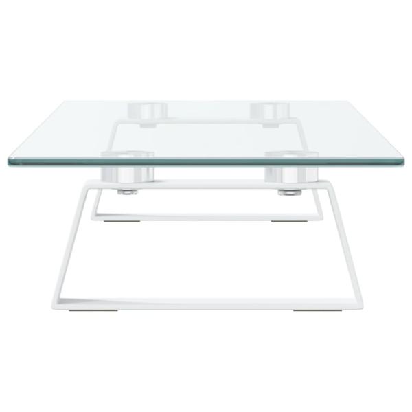 Monitorständer Weiß 60x20x8 cm Hartglas und Metall