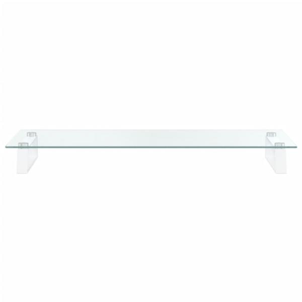 Monitorständer Weiß 80x35x8 cm Hartglas und Metall