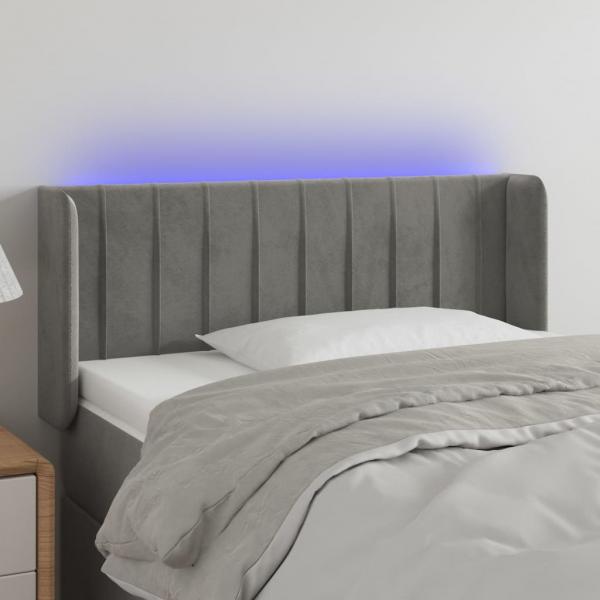 ARDEBO.de - LED Kopfteil Hellgrau 93x16x78/88 cm Samt