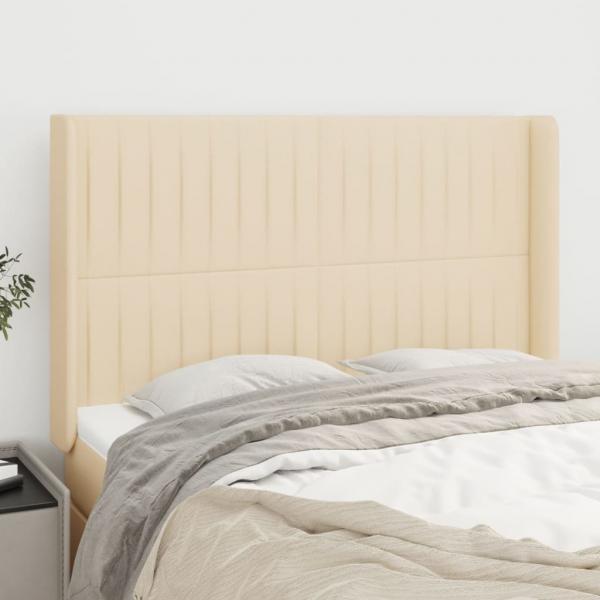 ARDEBO.de - Kopfteil mit Ohren Creme 147x16x118/128 cm Stoff
