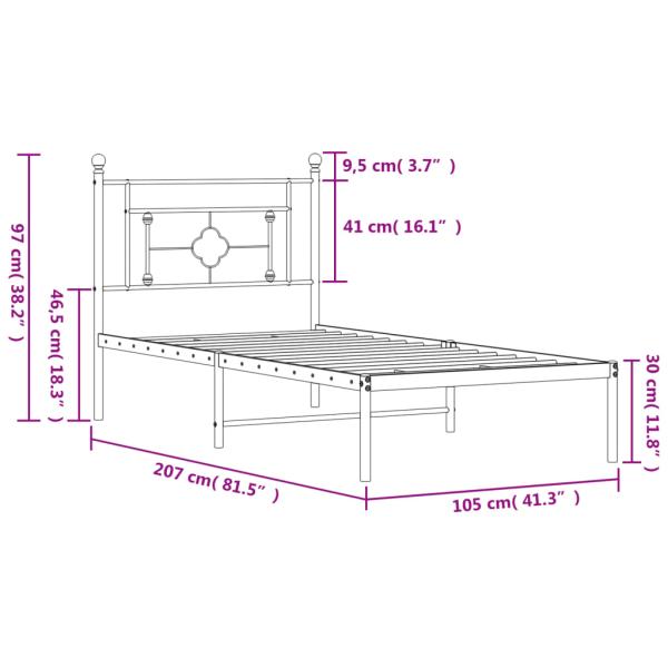 Bettgestell mit Kopfteil Metall Schwarz 100x200 cm
