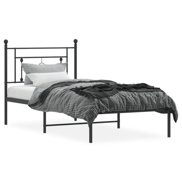 Bettgestell mit Kopfteil Metall Schwarz 90x190 cm