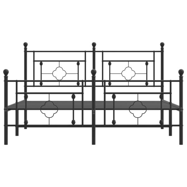 ARDEBO.de - Bettgestell mit Kopf- und Fußteil Metall Schwarz 150x200 cm