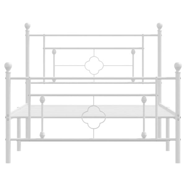 Bettgestell mit Kopf- und Fußteil Metall Weiß 107x203 cm