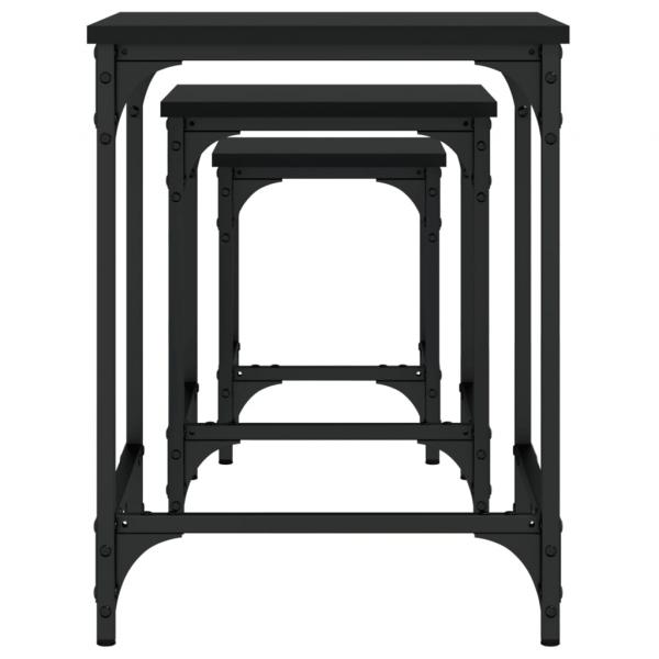 Satztische 3 Stk. Schwarz Holzwerkstoff