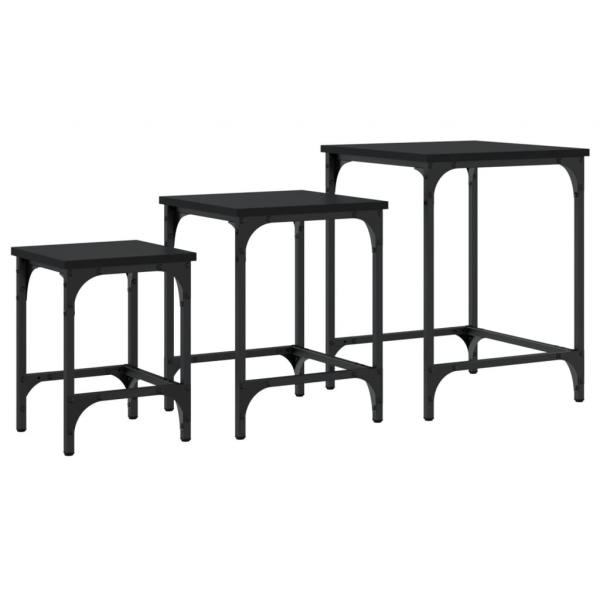 Satztische 3 Stk. Schwarz Holzwerkstoff