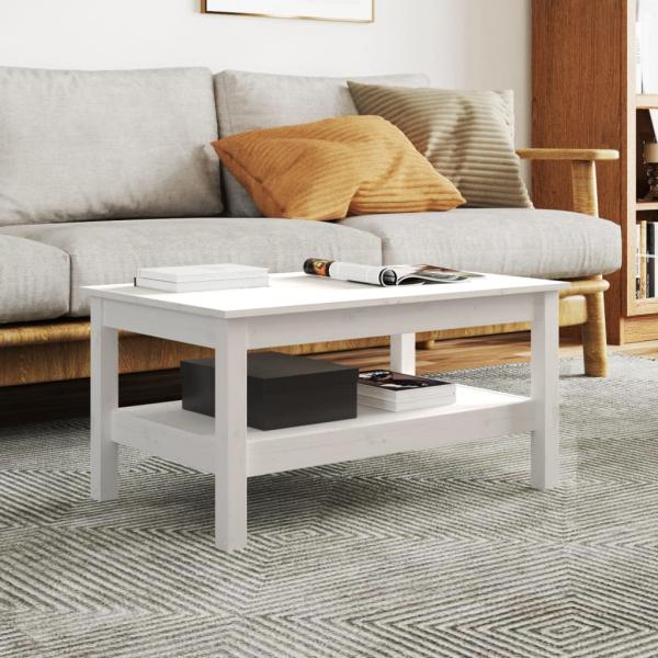 ARDEBO.de - Couchtisch Weiß 80x50x40 cm Massivholz Kiefer