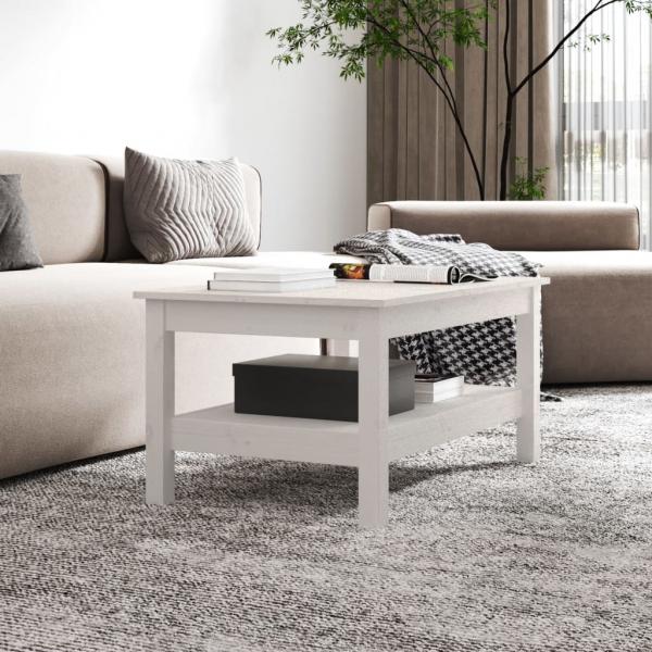 Couchtisch Weiß 80x50x40 cm Massivholz Kiefer