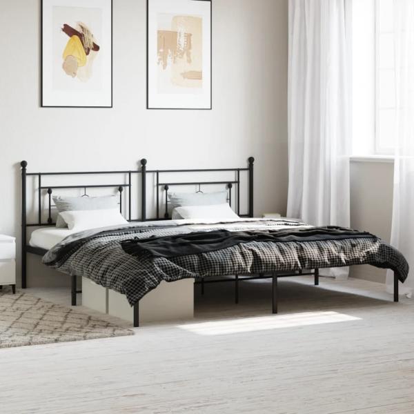 ARDEBO.de - Bettgestell mit Kopfteil Metall Schwarz 193x203 cm