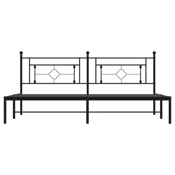 Bettgestell mit Kopfteil Metall Schwarz 193x203 cm