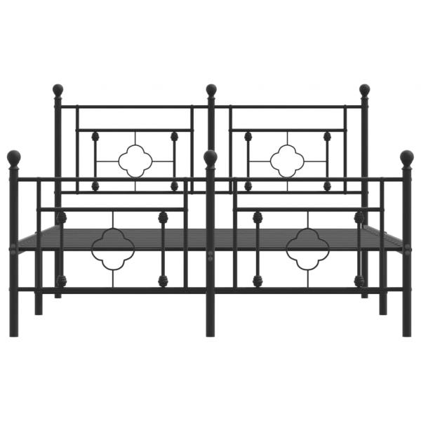 Bettgestell mit Kopf- und Fußteil Metall Schwarz 140x200 cm
