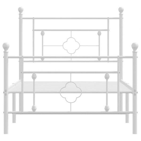 Bettgestell mit Kopf- und Fußteil Metall Weiß 90x190 cm