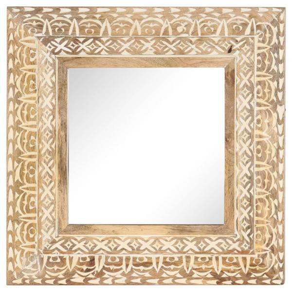 Spiegel Handgeschnitzt 50x50x2,6 cm Massivholz Mango