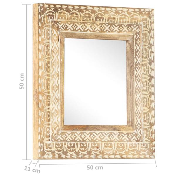 Spiegel Handgeschnitzt 50x50x2,6 cm Massivholz Mango