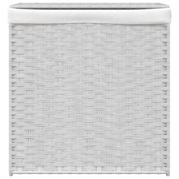 Wäschekorb mit 2 Fächern Weiß 53x35x57 cm Poly Rattan