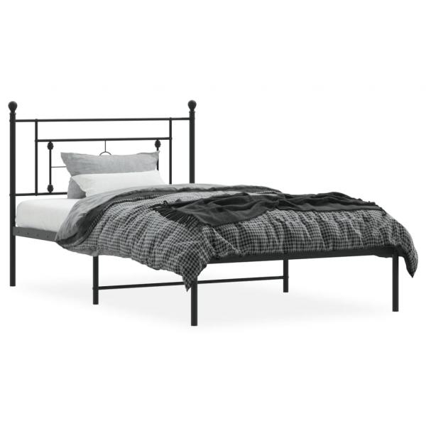 ARDEBO.de - Bettgestell mit Kopfteil Metall Schwarz 107x203 cm