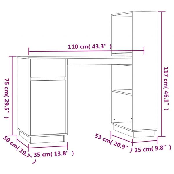Schreibtisch Grau 110x53x117 cm Massivholz Kiefer